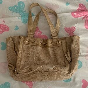 Jessica Simpson Elegant Tan Crocodile-Embossed Women's Bag